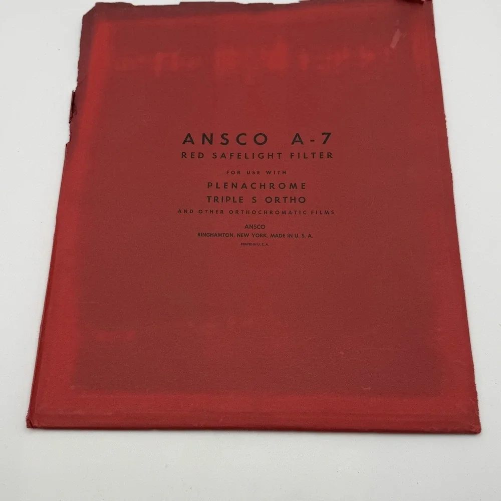 Vtg Ansco A-7 Red Safelight Glass Filter w/ Envelope Darkroom‎ Photography USA
